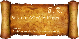 Breinstörfer Kinga névjegykártya